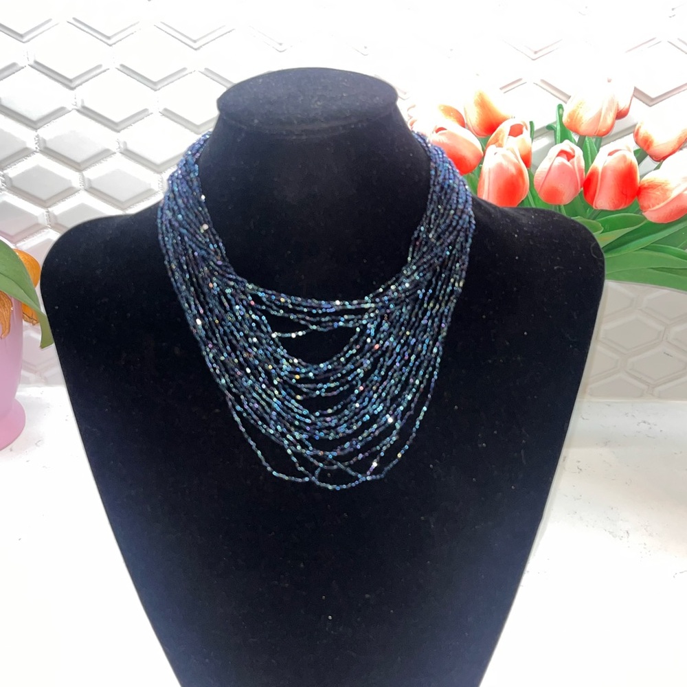 Elegant Blue Beaded Necklace